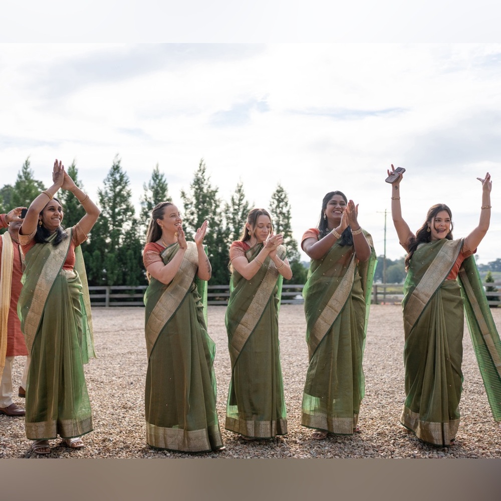 Elegant Red, Green, And Gold Saree - Picture 10 of 10